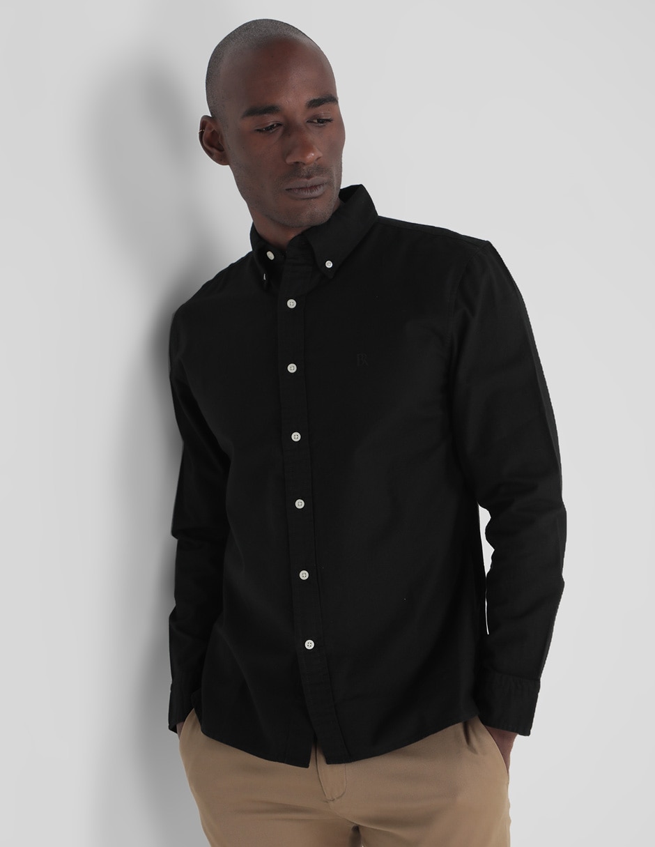 Camisa de vestir de algodón manga larga para hombre