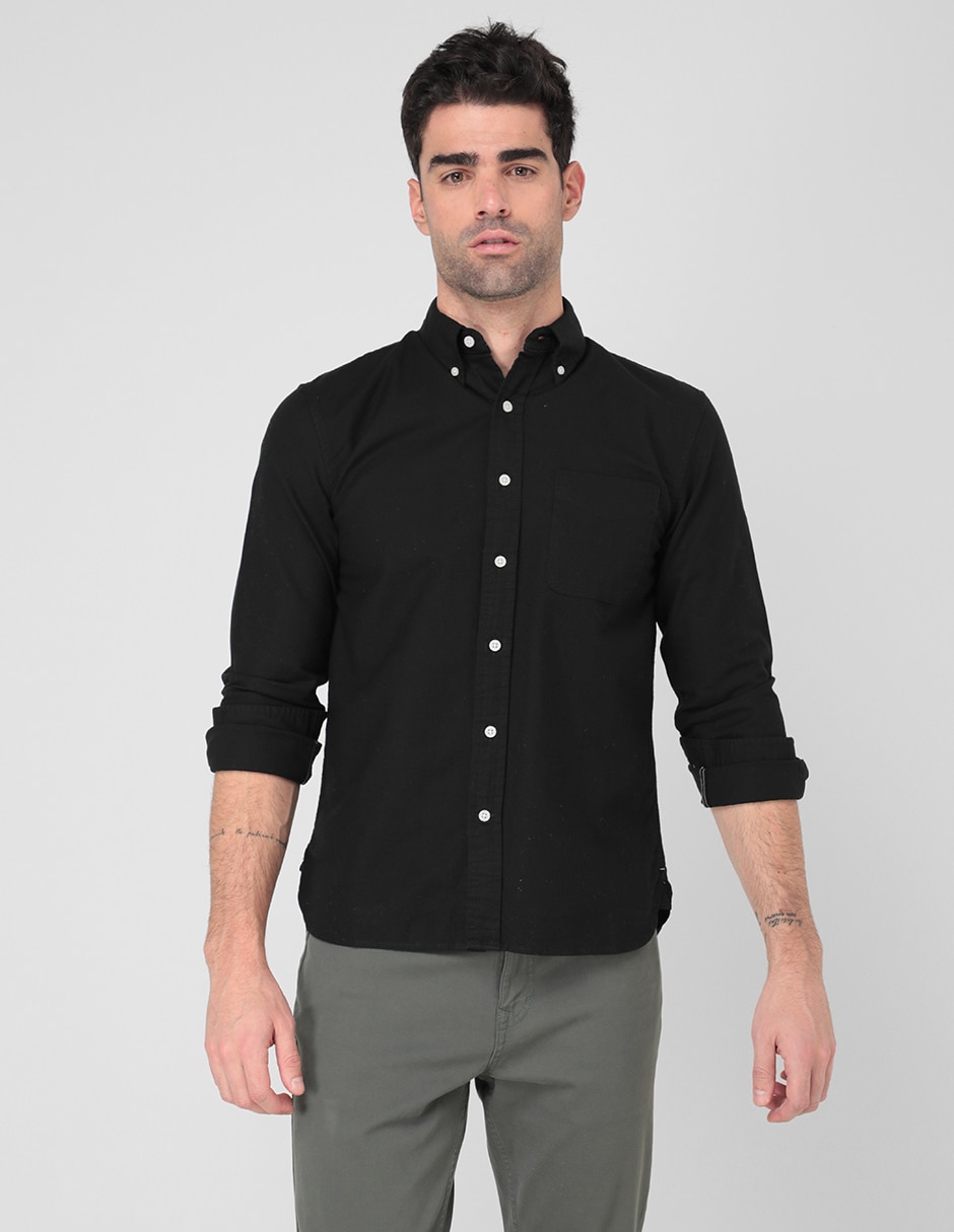 Camisa casual de algodón manga larga para hombre Camisa casual de algodón manga larga para hombre