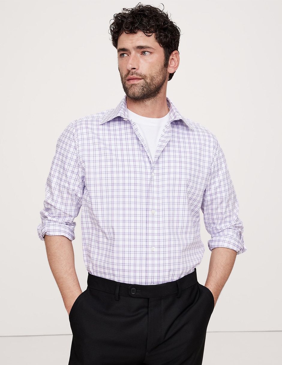 Camisa de vestir de algodón manga larga para hombre