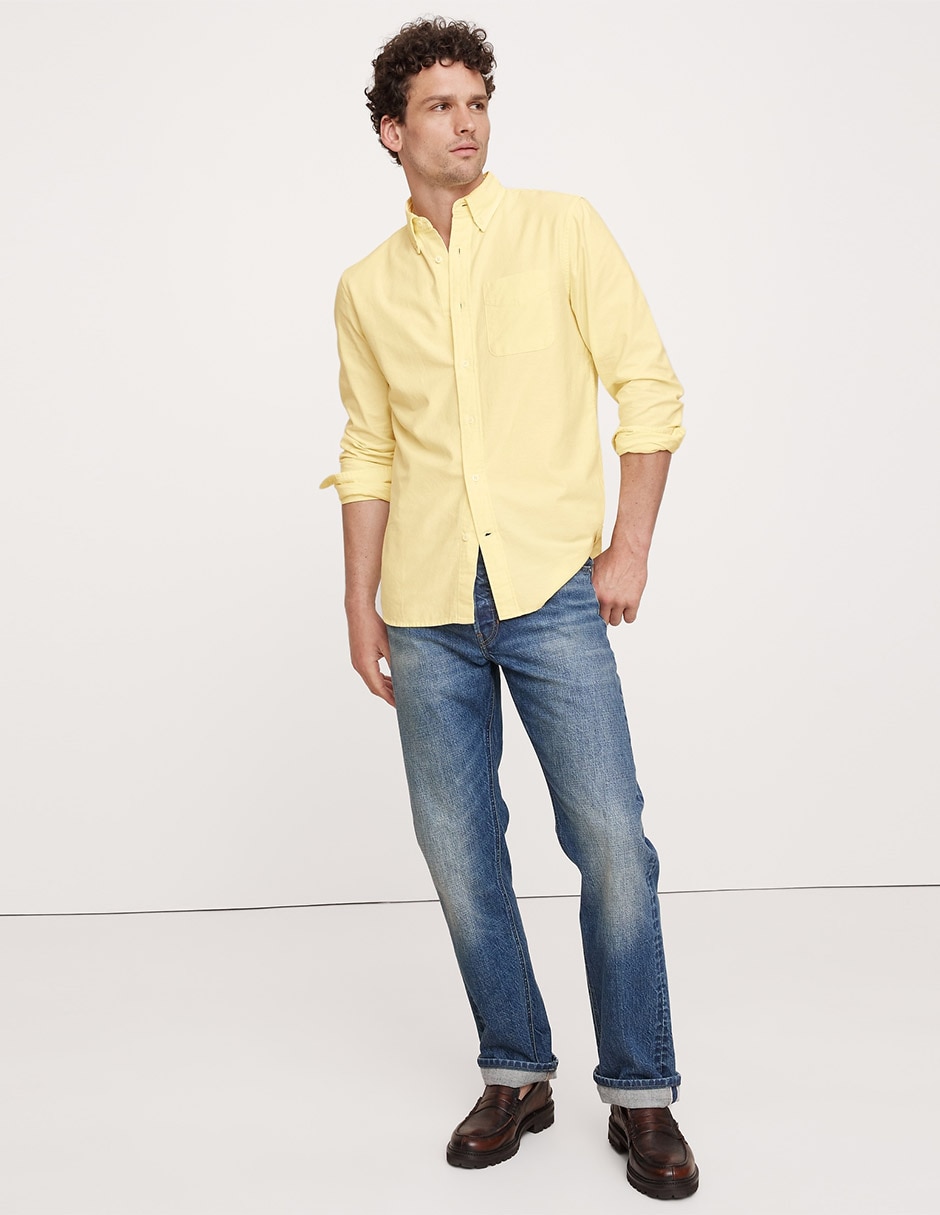 Camisa casual de algodón manga larga para hombre