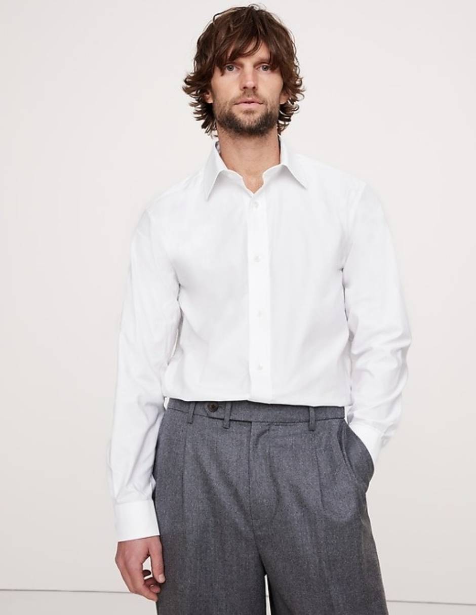 Camisa de vestir de algodón manga larga para hombre