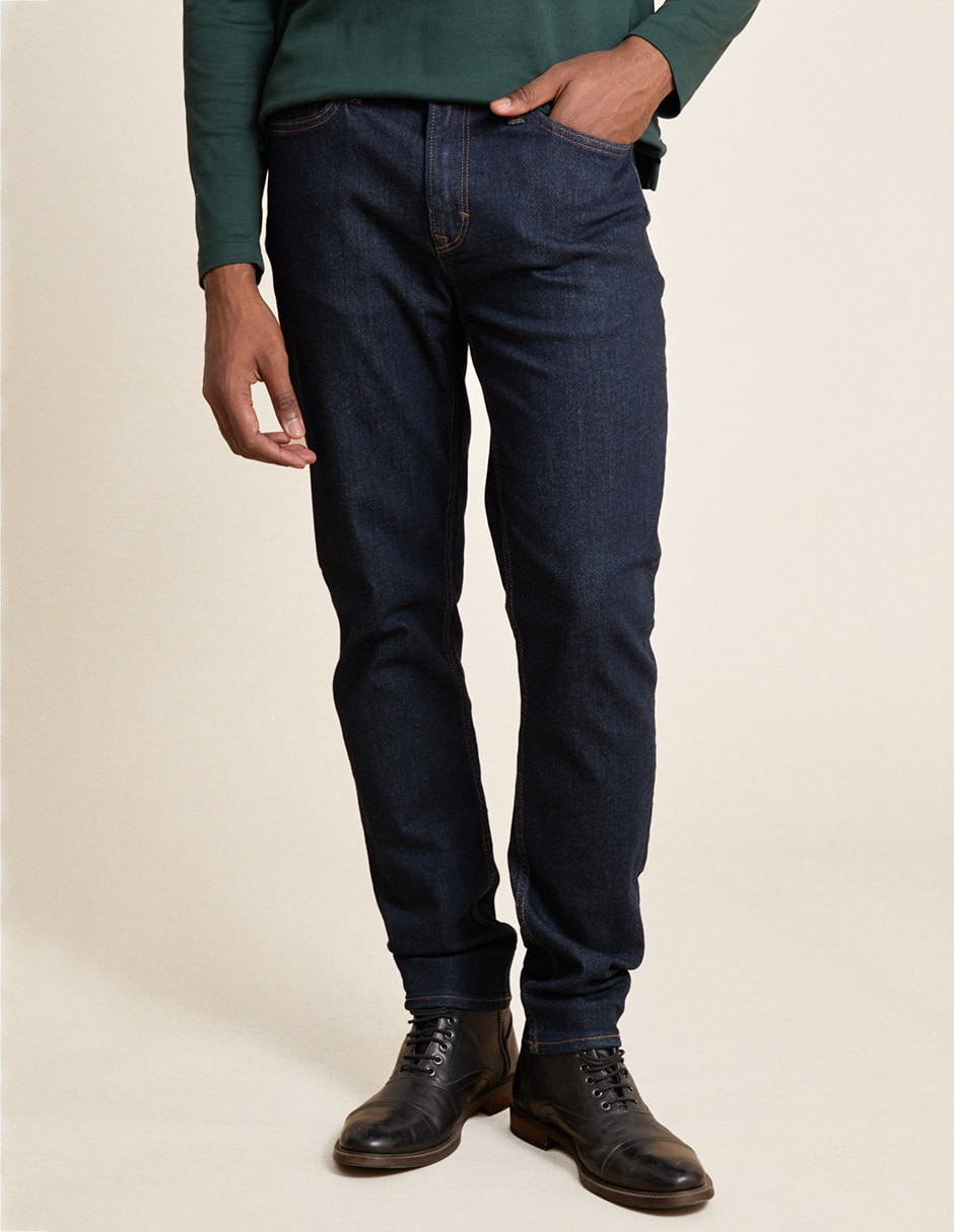 Jeans straight lavado obscuro para hombre 1