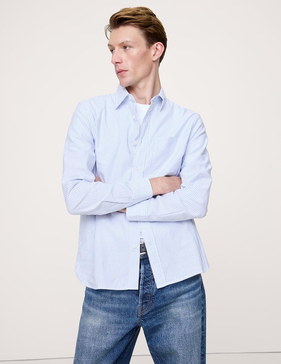 Camisa casual de algodón manga larga para hombre Camisa casual de algodón manga larga para hombre