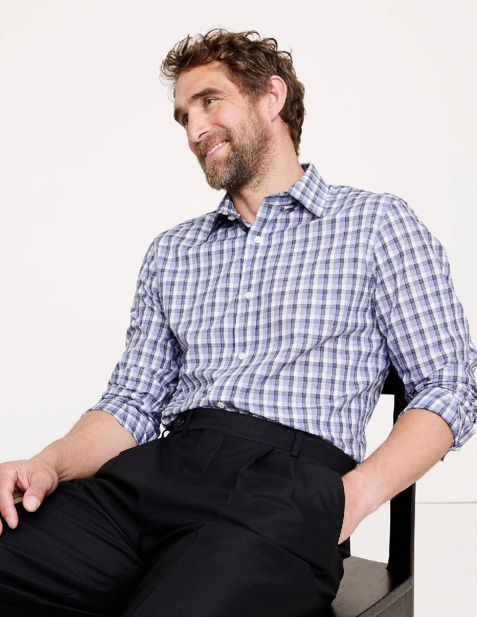 Camisa de vestir de algodón manga larga para hombre