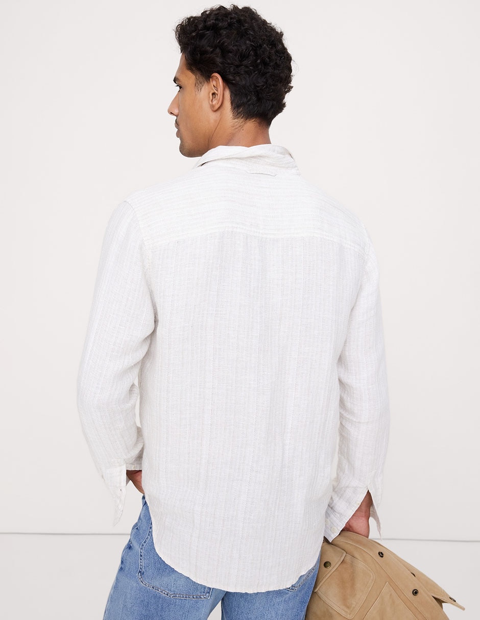 Camisa casual de lino manga larga para hombre