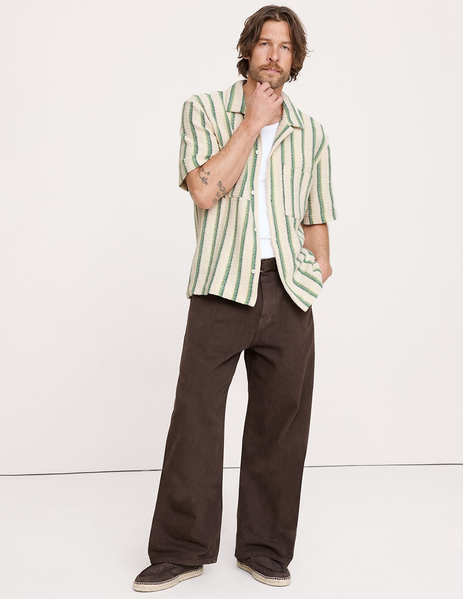 Camisa casual de algodón manga corta para hombre