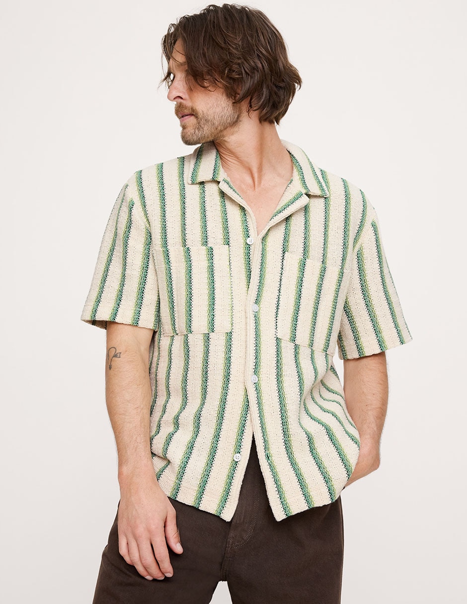 Camisa casual de algodón manga corta para hombre