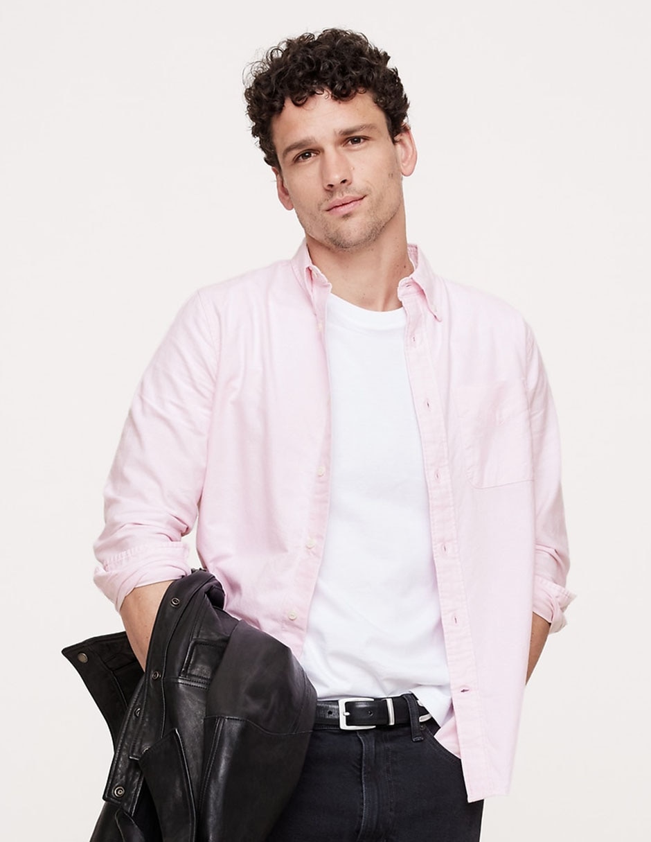 Camisa casual de algodón manga larga para hombre