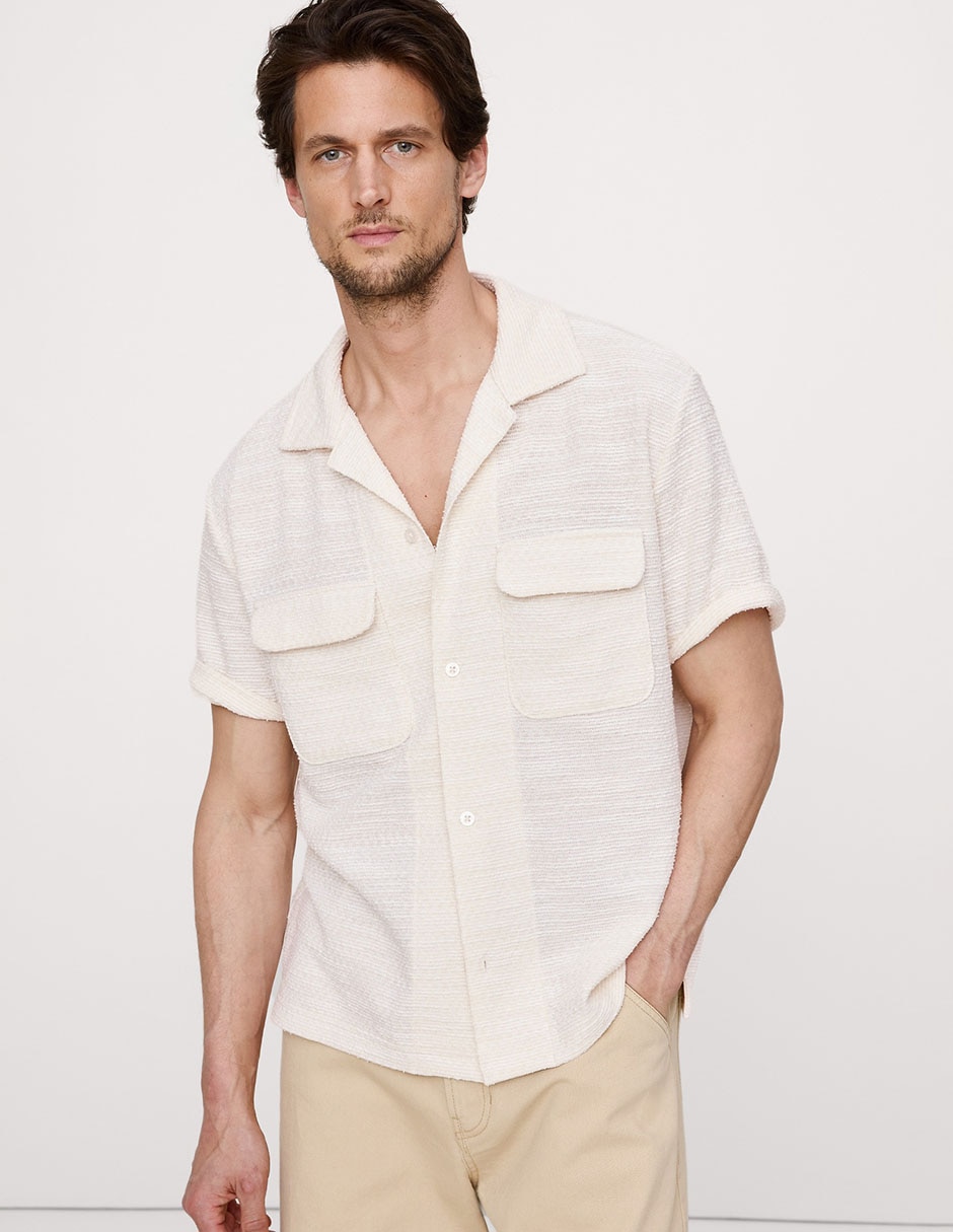 Camisa casual de algodón manga corta para hombre