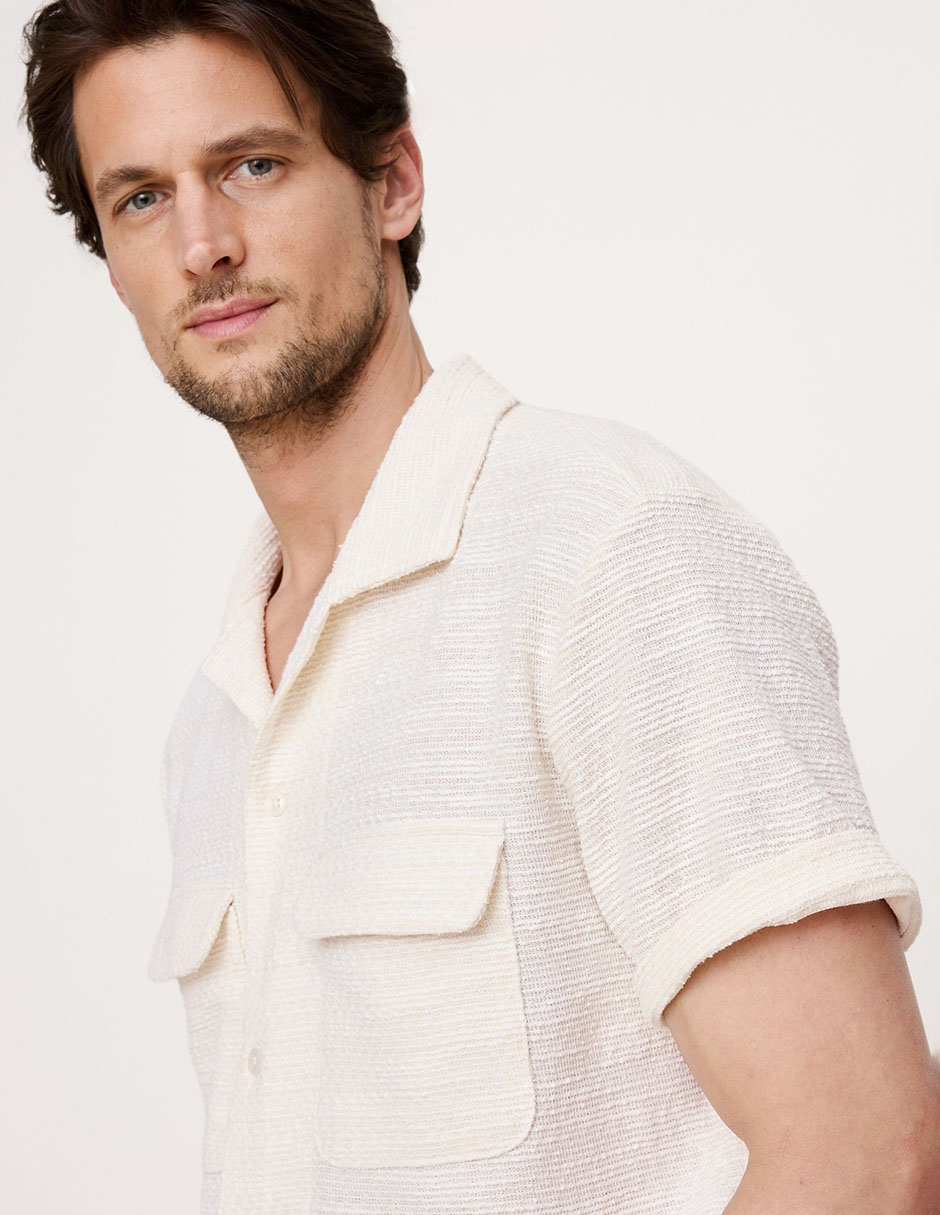 Camisa casual de algodón manga corta para hombre