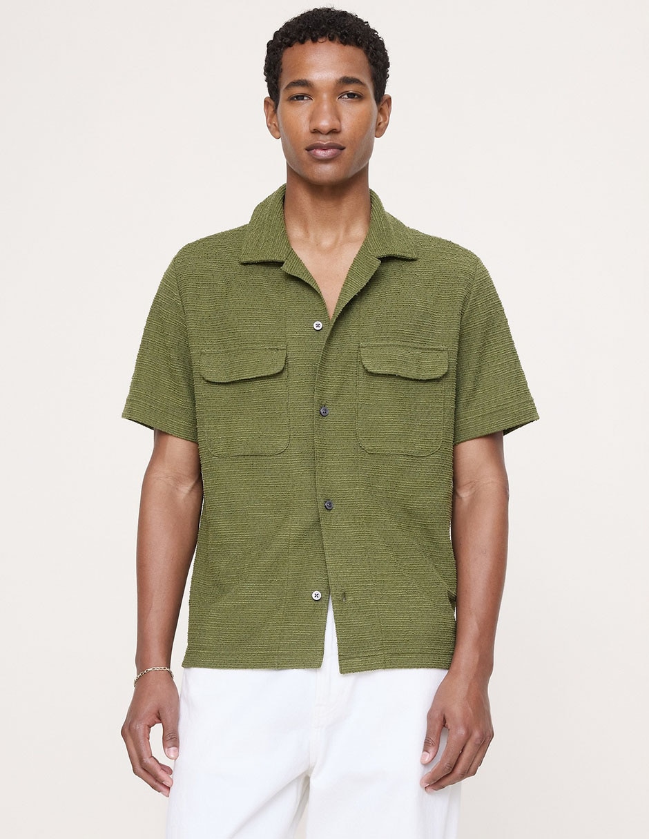 Camisa casual de algodón manga corta para hombre