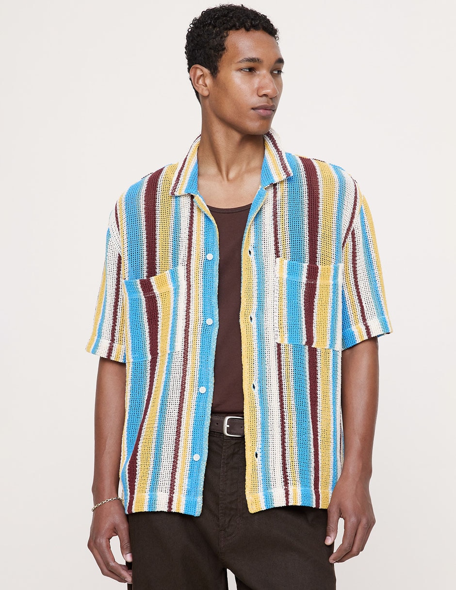 Camisa casual de algodón manga corta para hombre