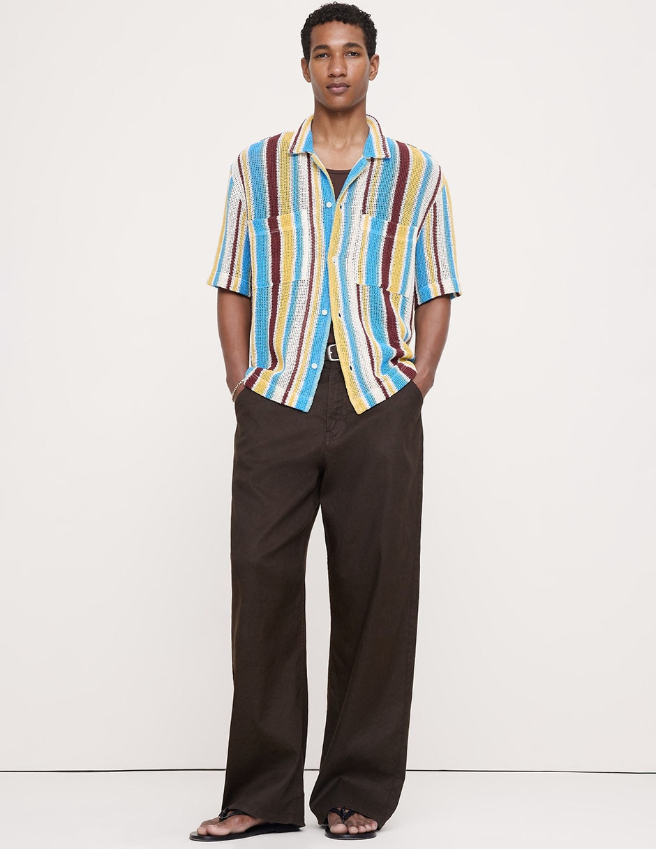 Camisa casual de algodón manga corta para hombre