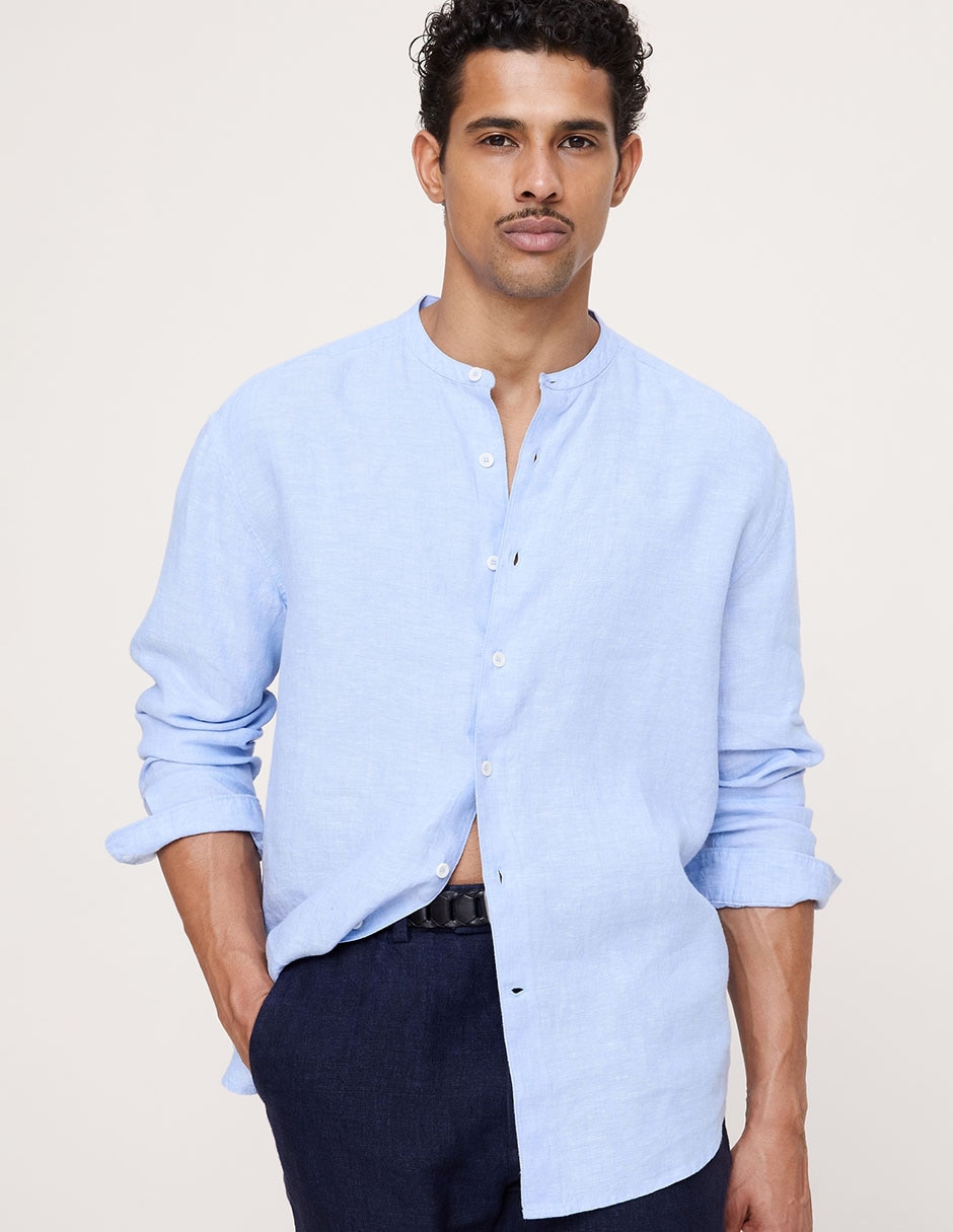 Camisa casual de algodón manga larga para hombre