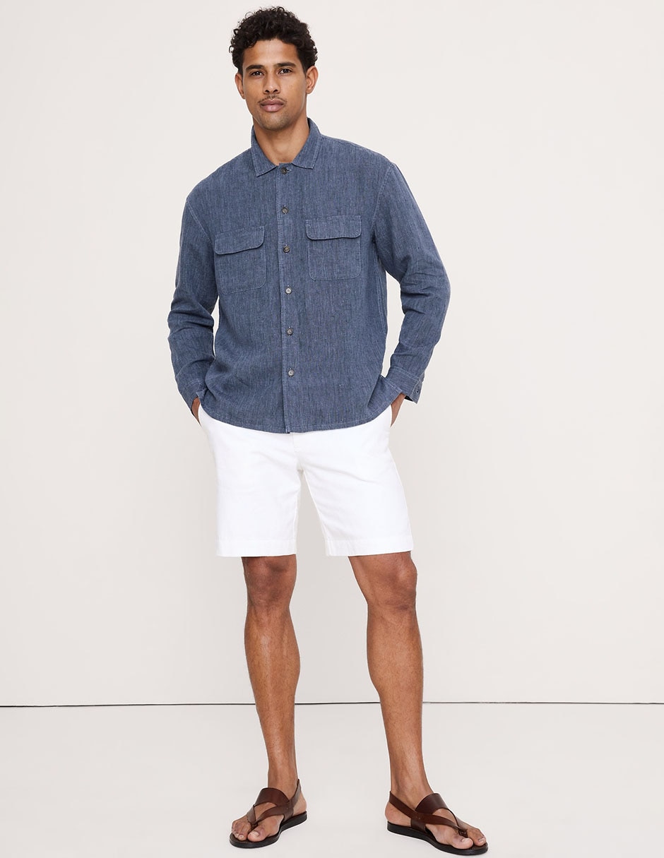 Camisa casual de algodón manga larga para hombre