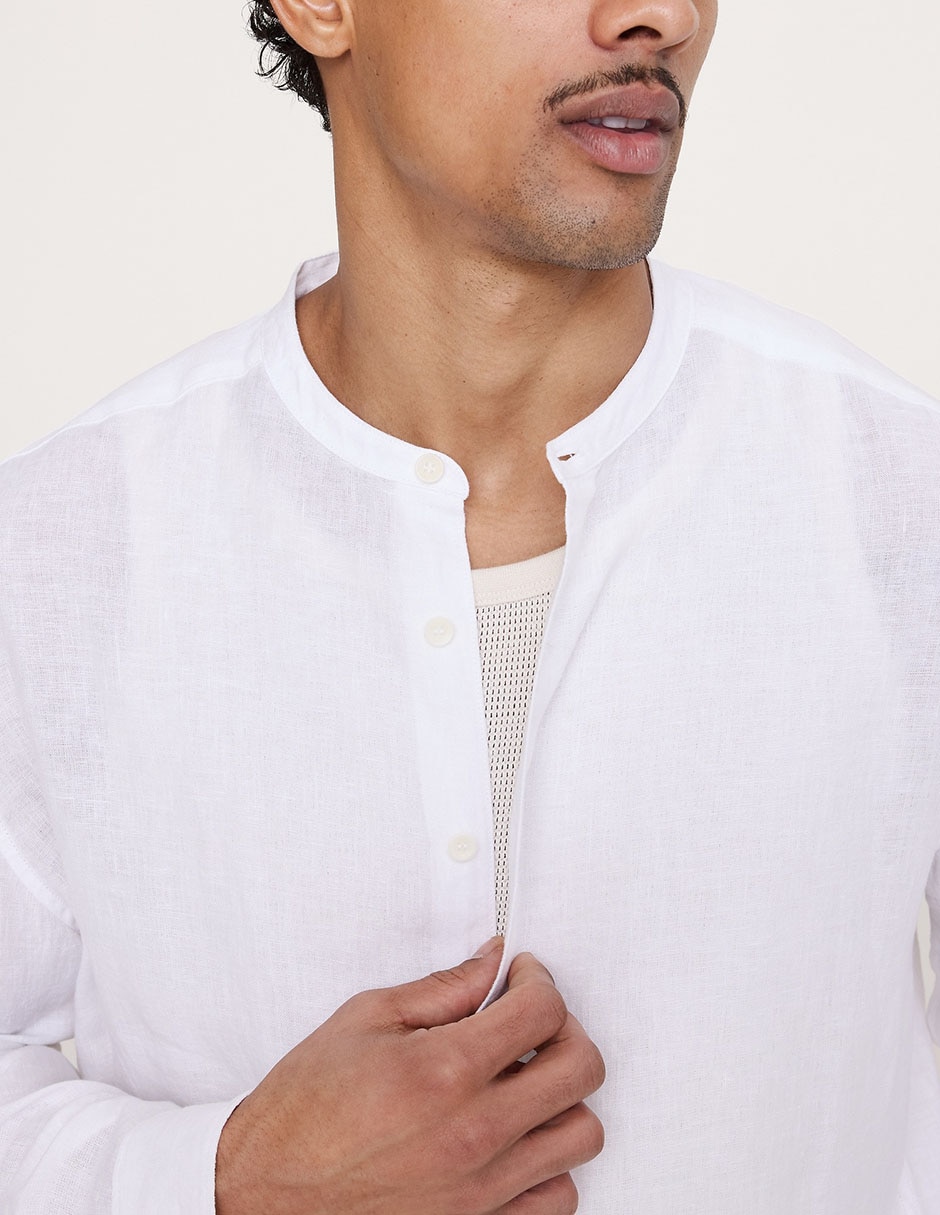 Camisa casual de algodón manga larga para hombre