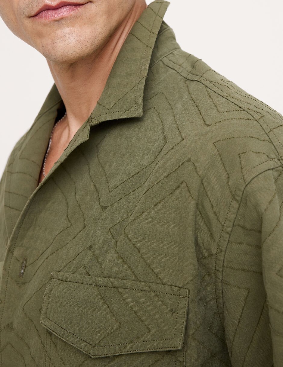 Camisa casual de algodon manga al codo para hombre 6