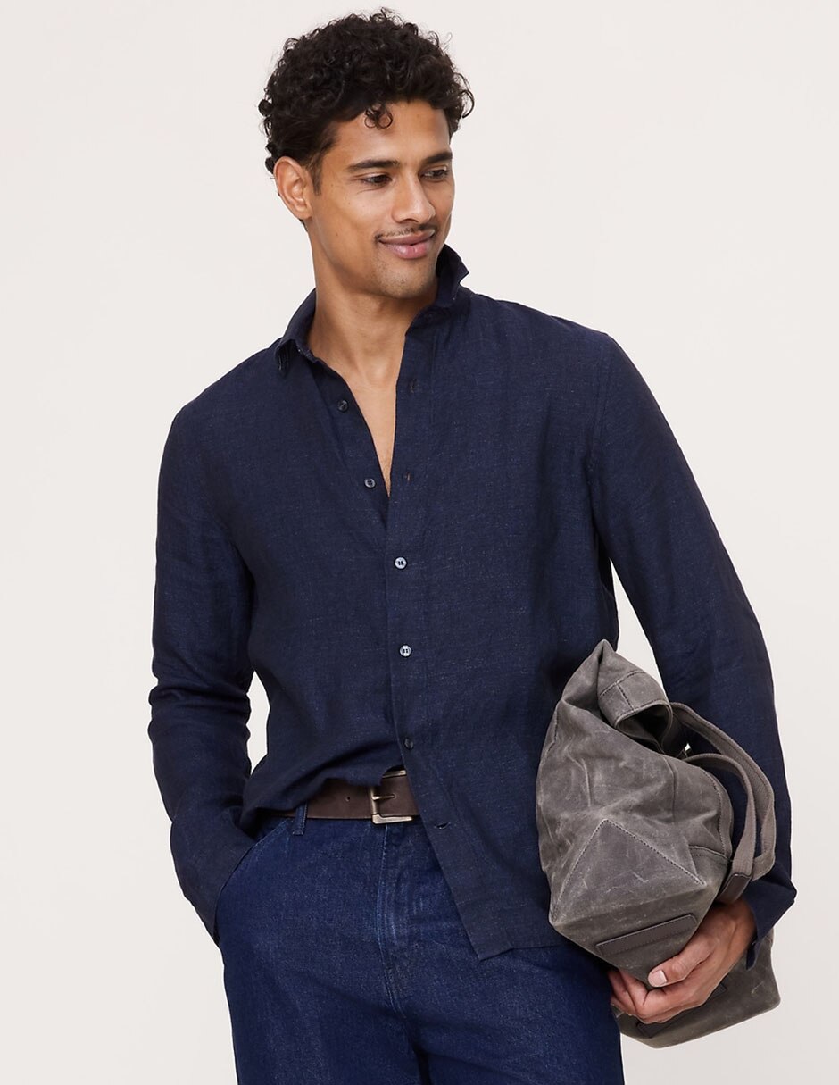 Camisa casual manga larga para hombre