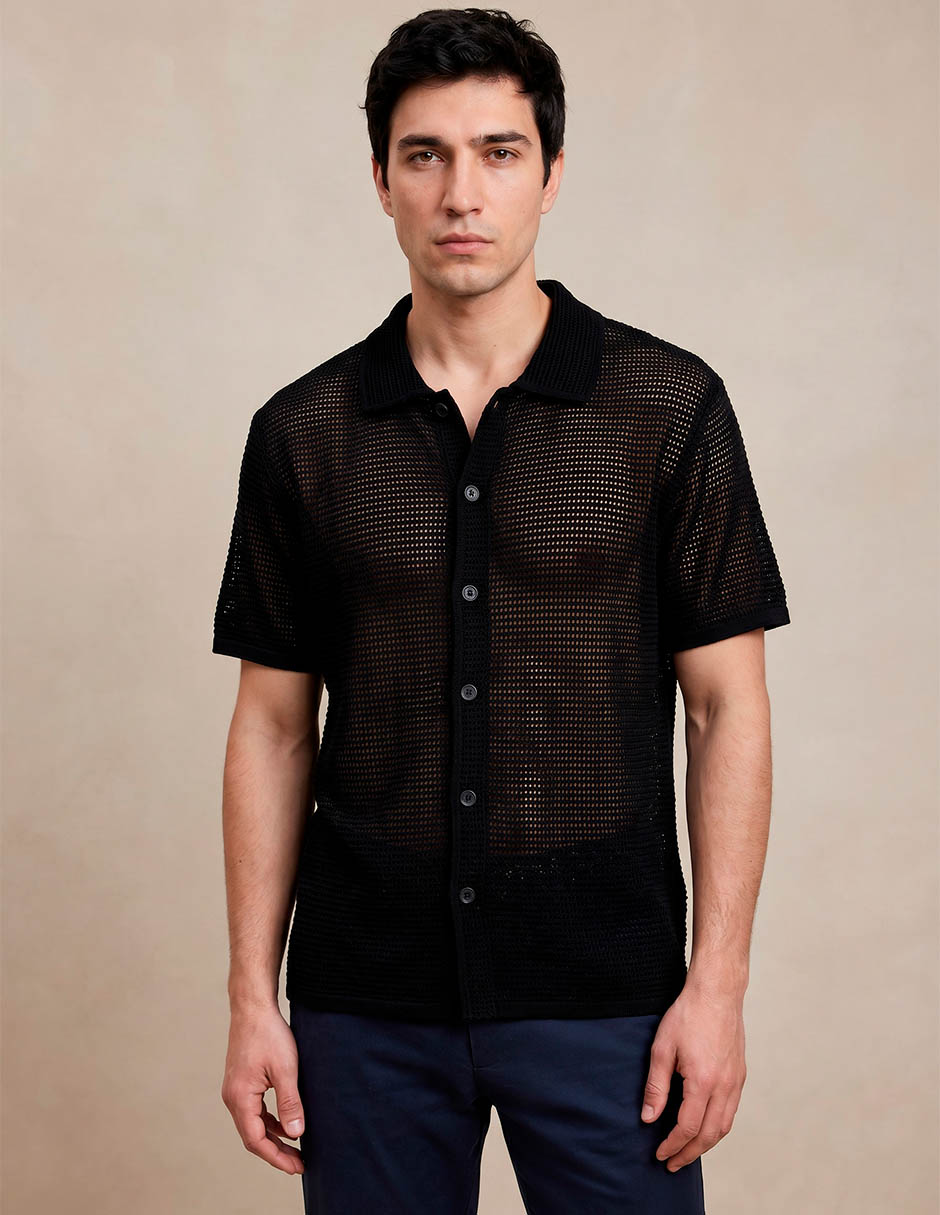 Camisa casual de algodón manga corta para hombre