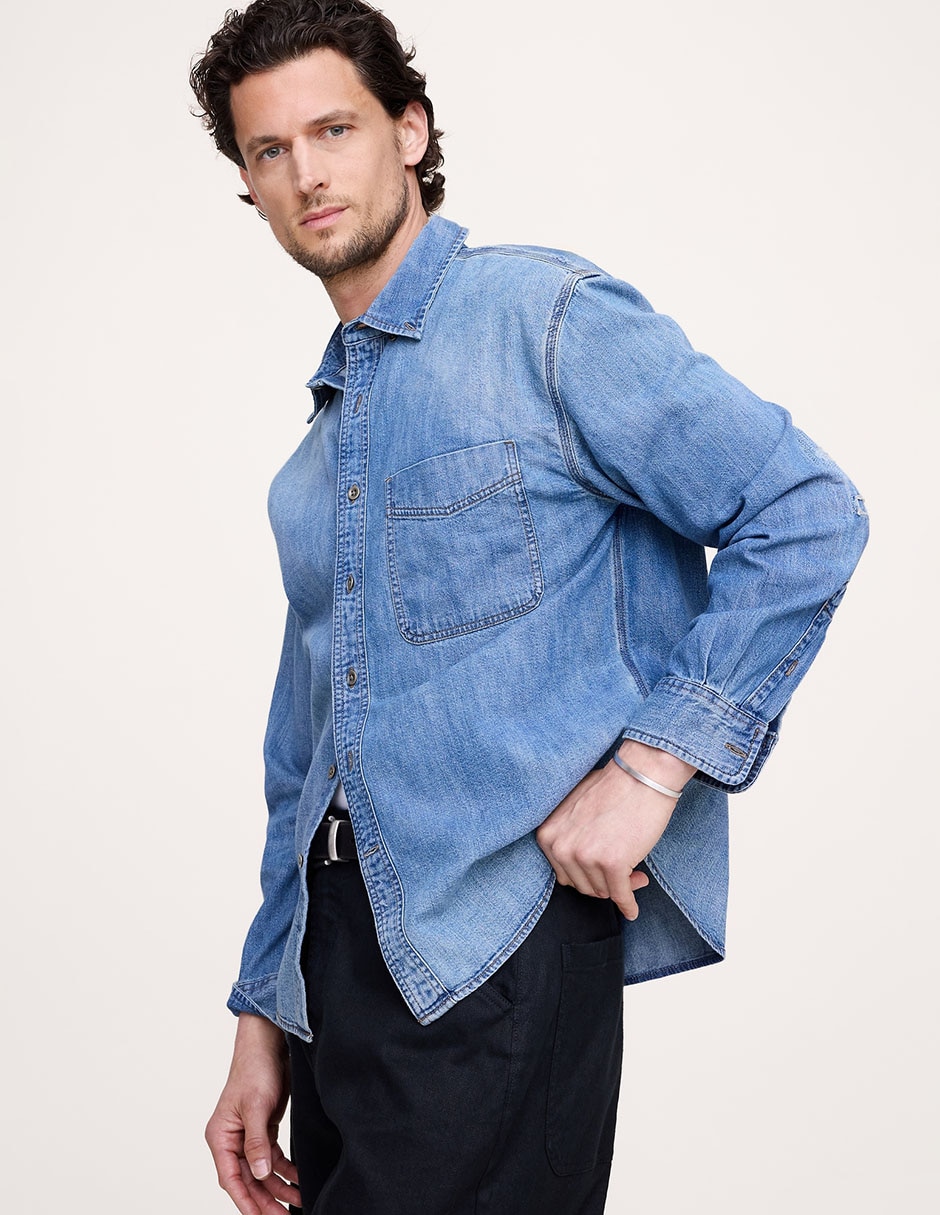 Camisa semiformal manga larga para hombre 4