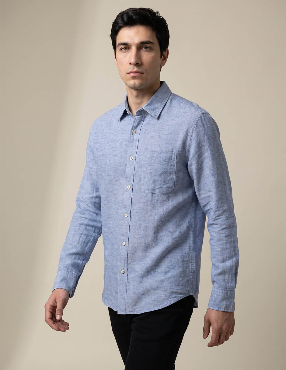 Camisa de mezclilla manga larga para hombre