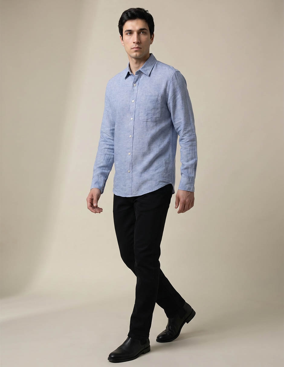 Camisa de mezclilla manga larga para hombre