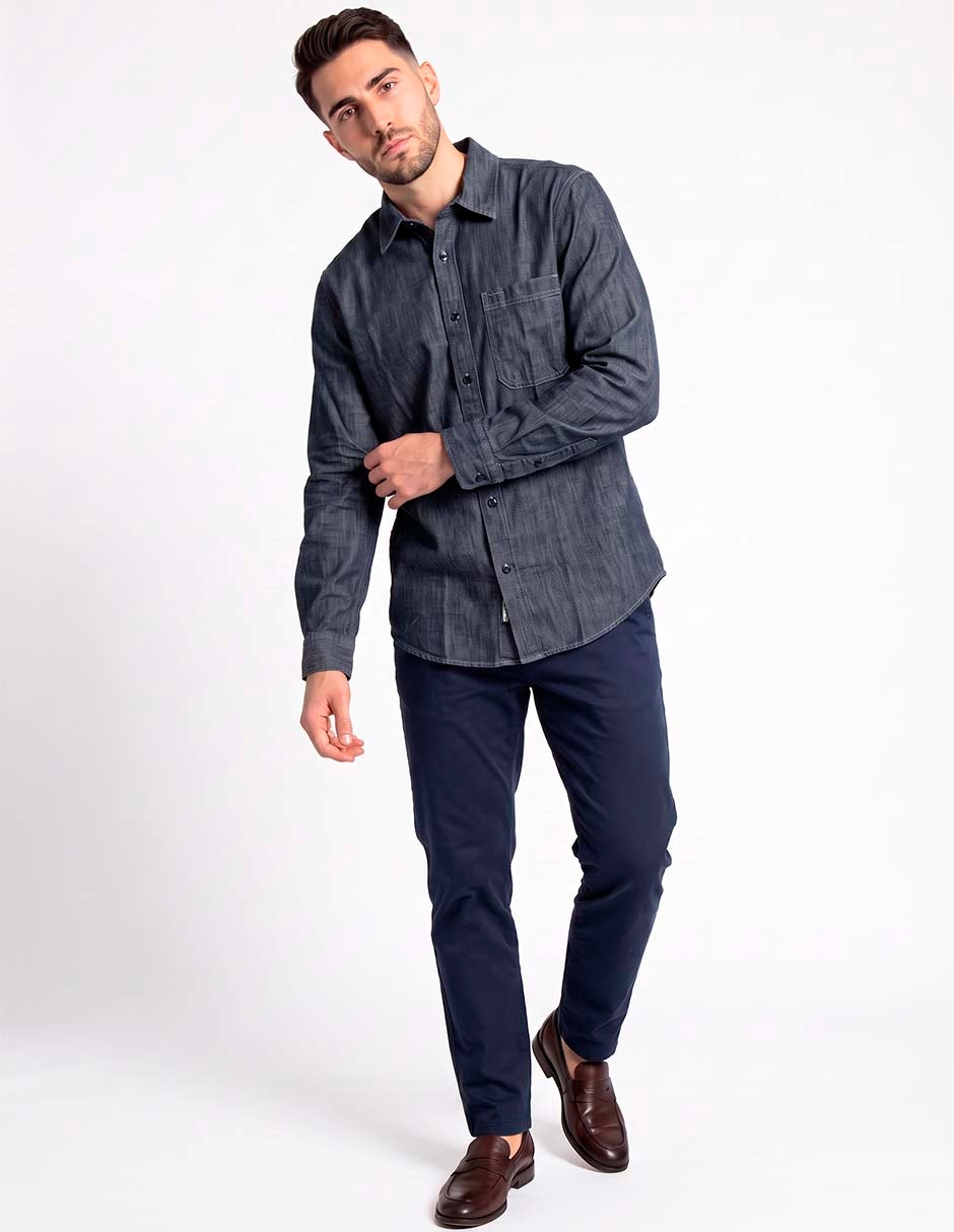 Camisa casual de algodón manga larga para hombre 4