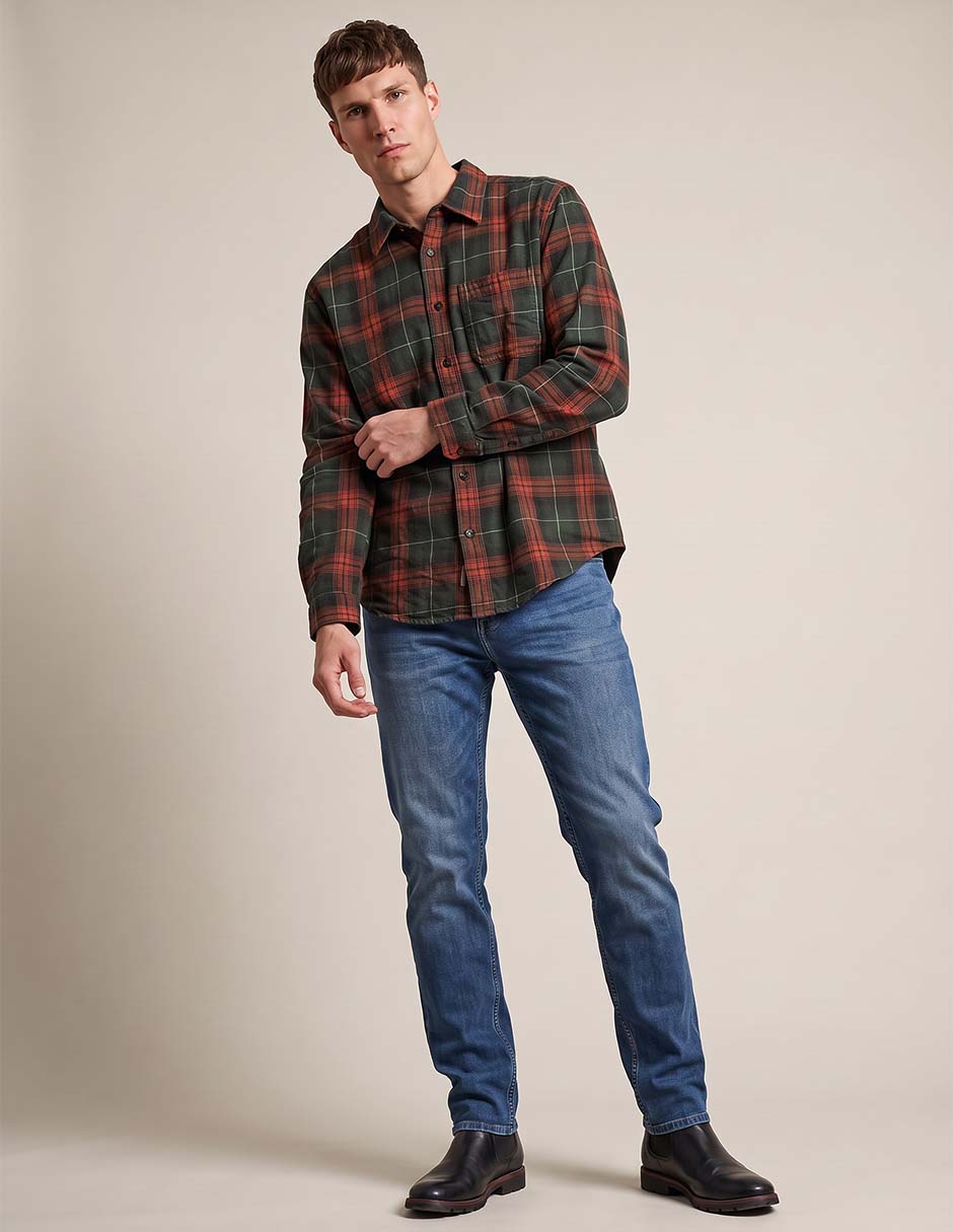 Camisa casual manga larga para hombre