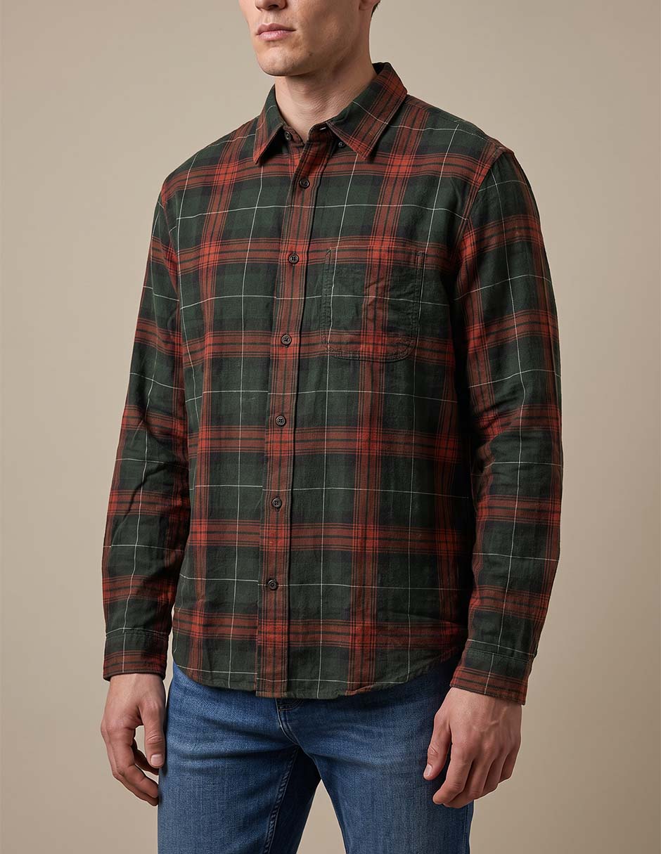 Camisa casual manga larga para hombre