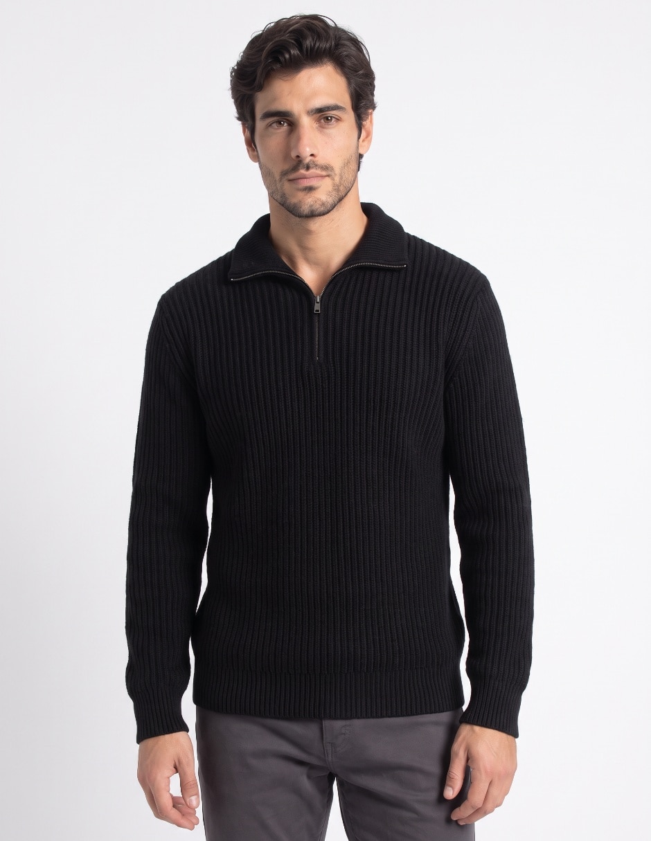Suéter cuello con cierre para hombre