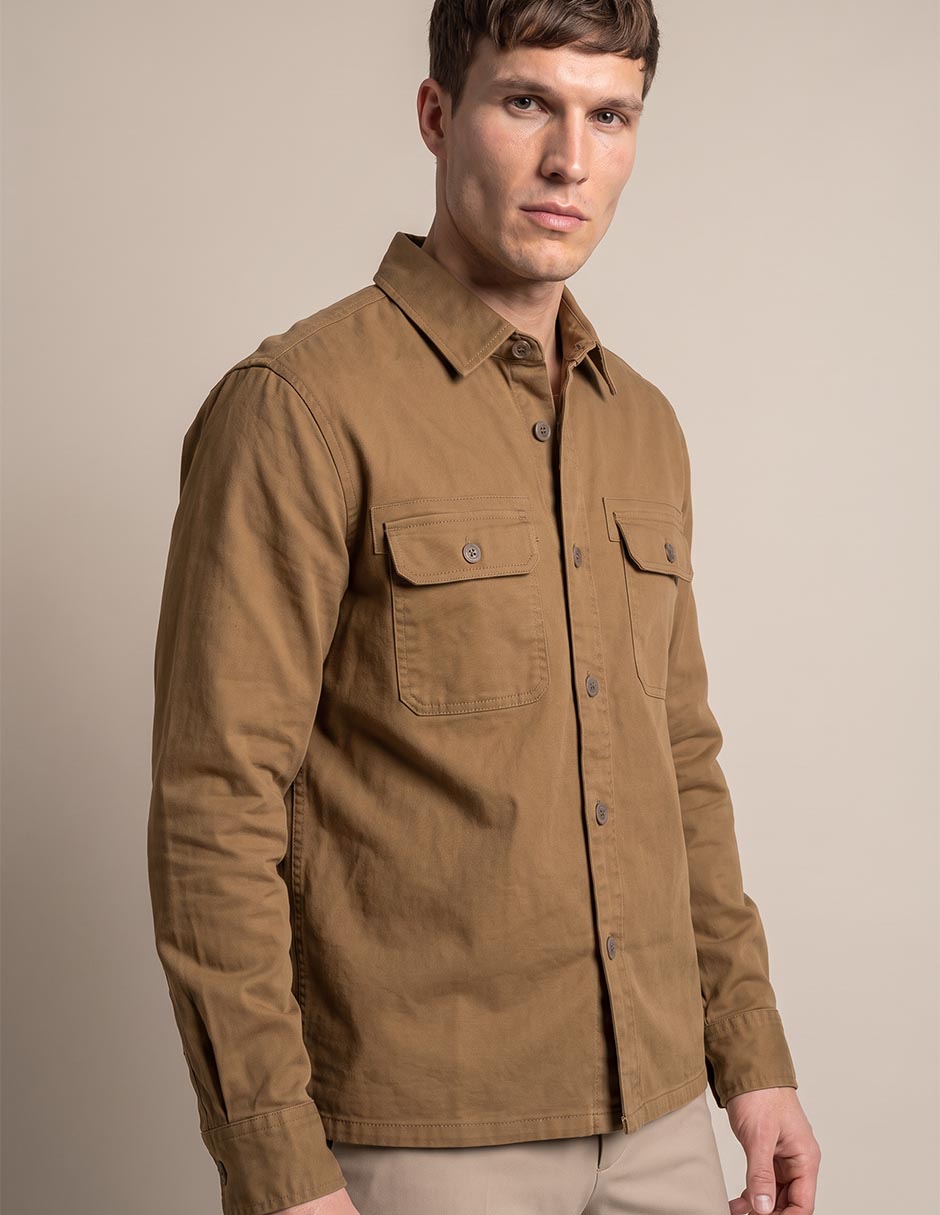 Sobrecamisa casual de algodón manga larga para hombre 2