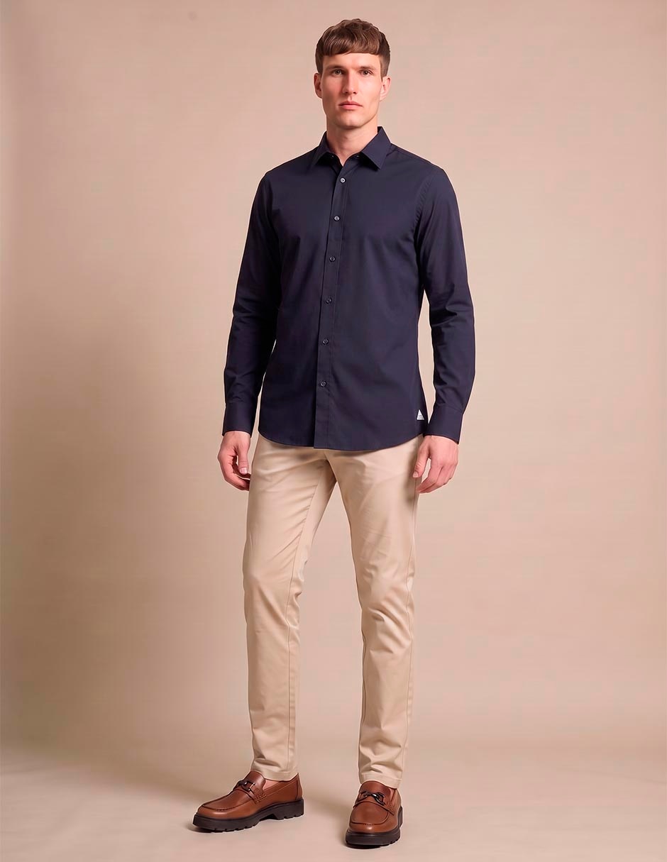 Camisa casual de algodón manga larga para hombre Camisa casual de algodón manga larga para hombre