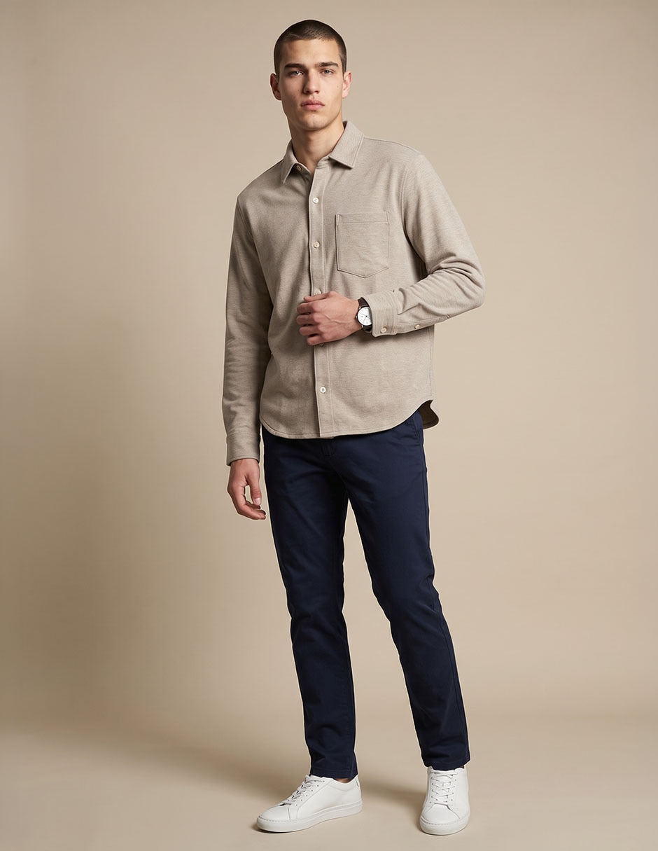 Camisa casual de algodón manga larga para hombre 5