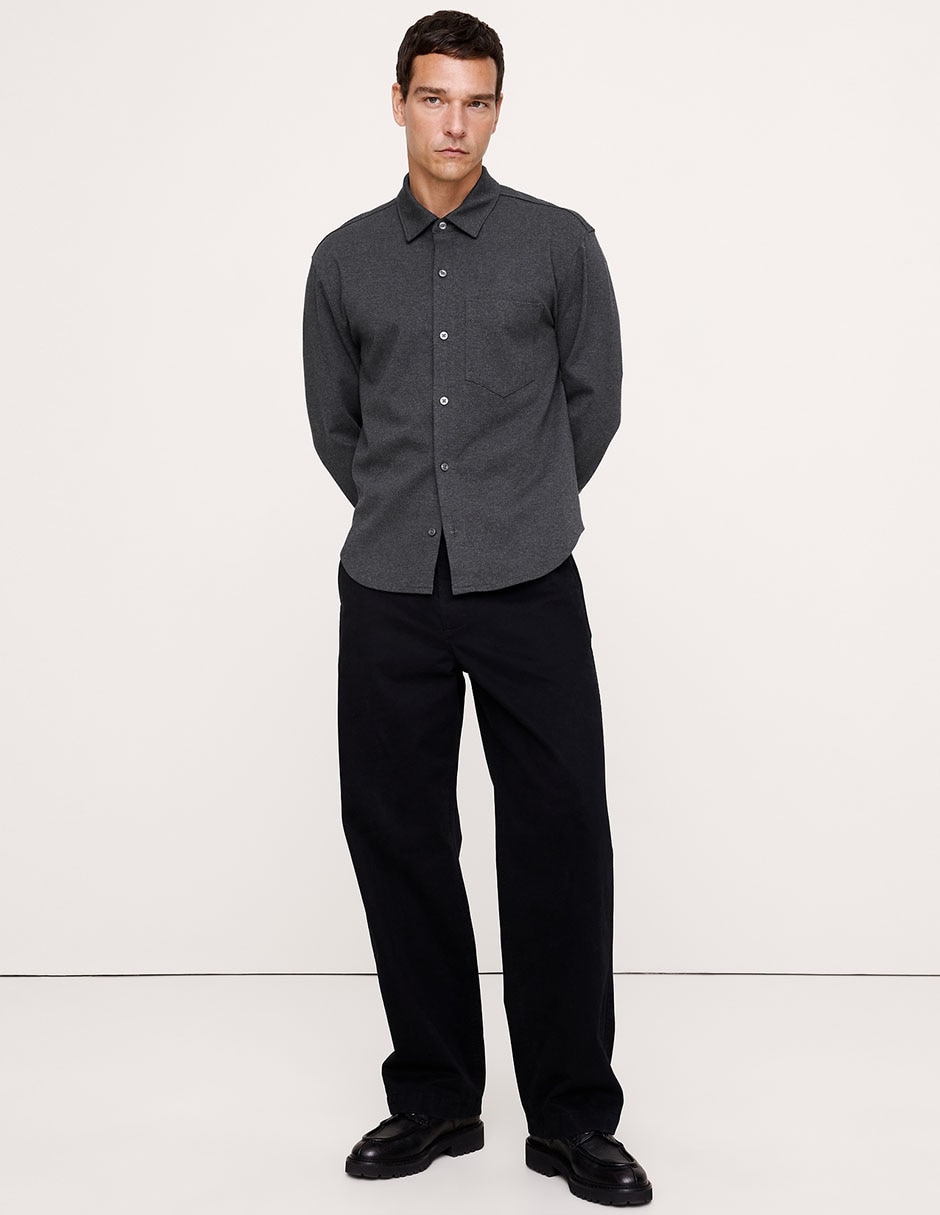 Camisa casual de algodón manga larga para hombre 1