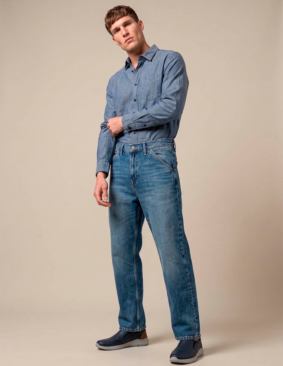 Jeans straight lavado stone wash para hombre 5