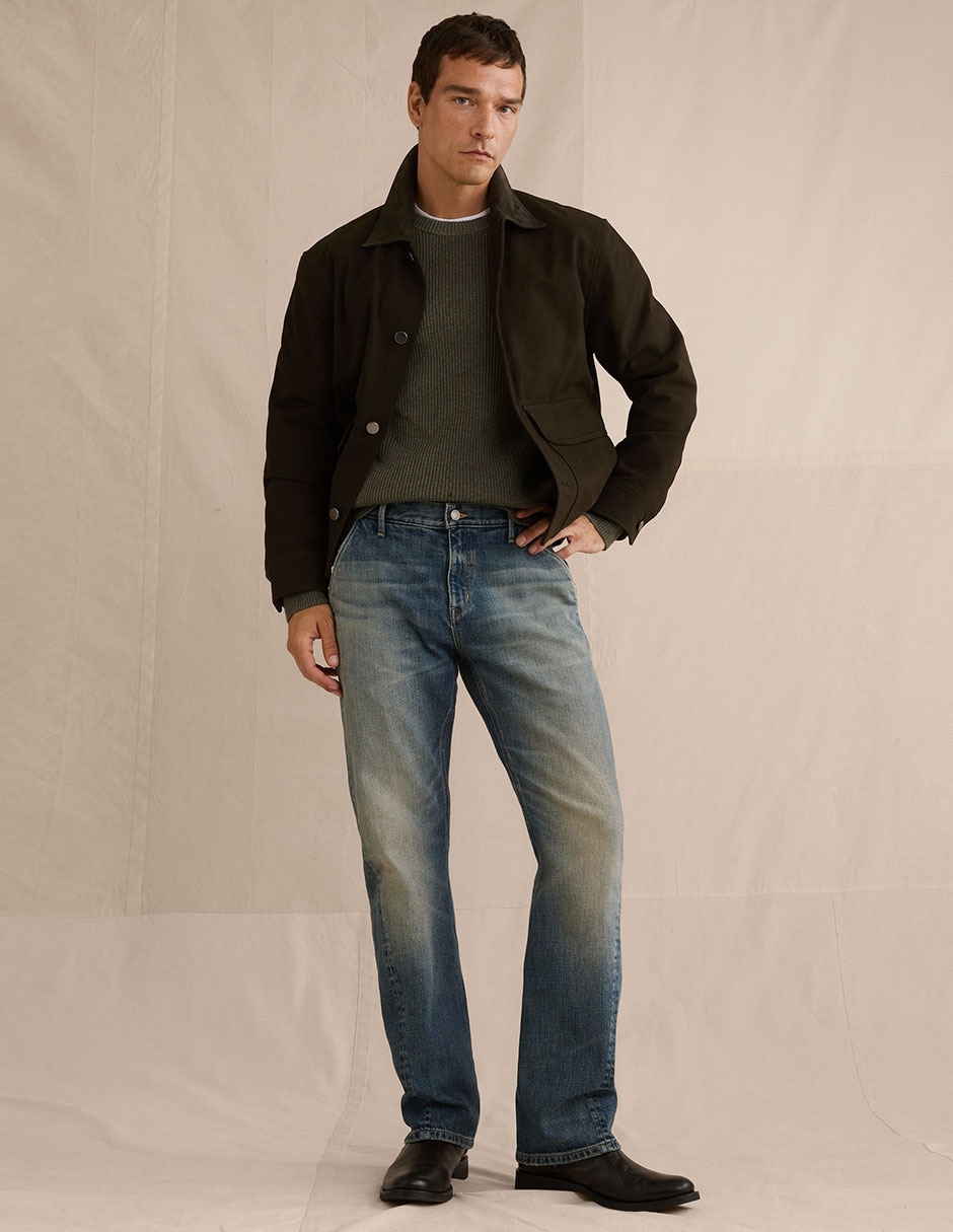 Jeans straight desgastado para hombre