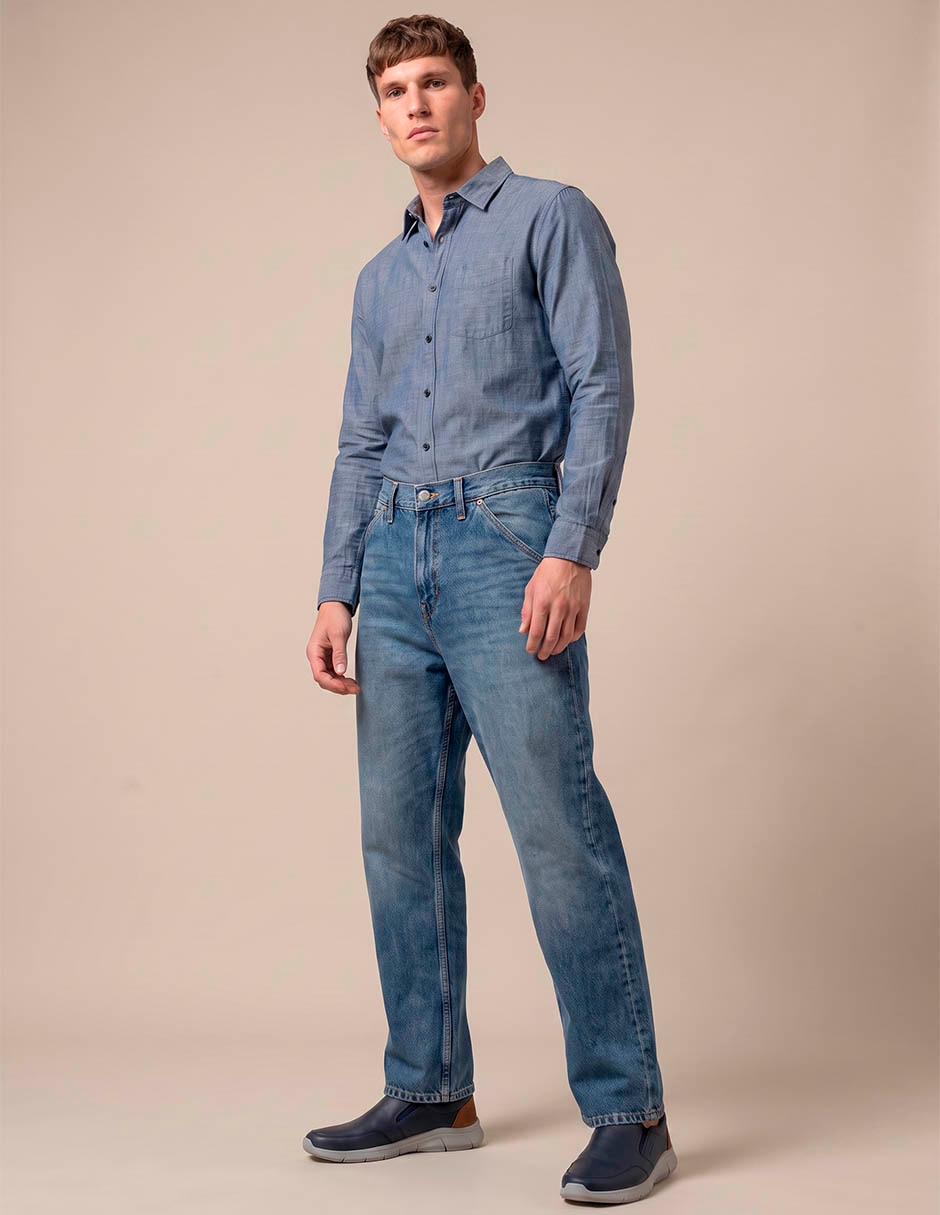 Jeans straight lavado stone wash para hombre 1