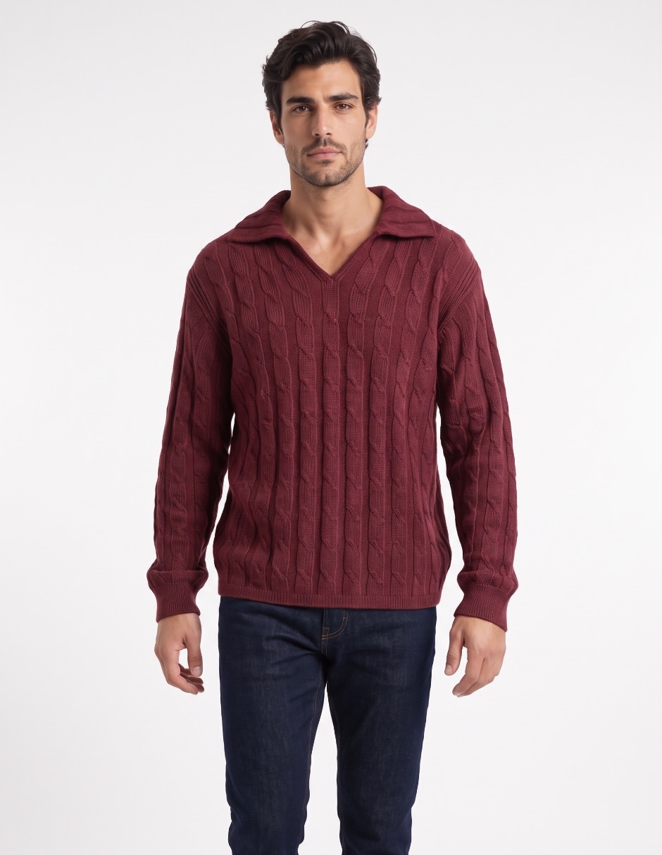 Suéter cuello camisero para hombre 1