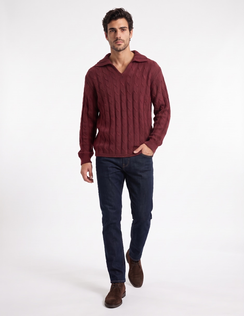 Suéter cuello camisero para hombre 3