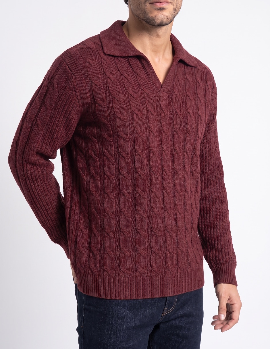 Suéter cuello camisero para hombre 4